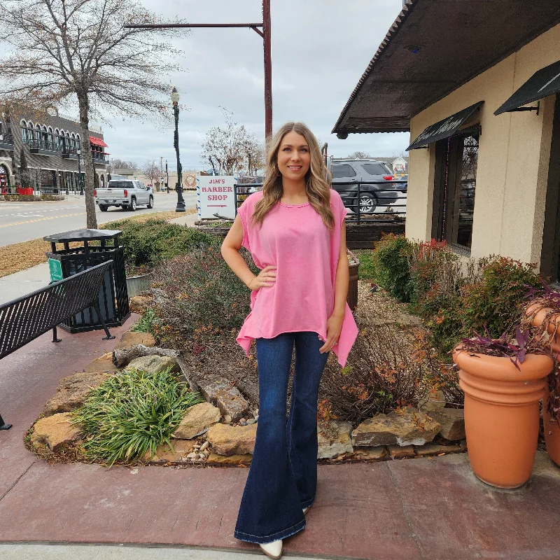 Anniversary Sale Pink Mineral Wash  Slub Top