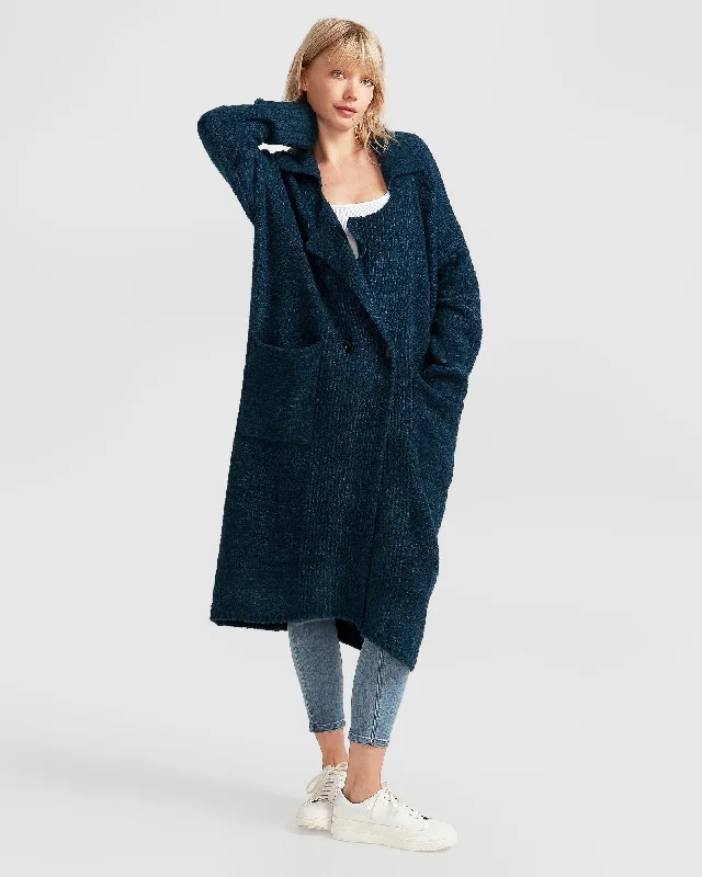 Huge Savings Born To Run Sustainable Sweater Coat - Dark Teal