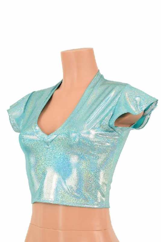 While Supplies Last Seafoam Flip Sleeve Crop Top