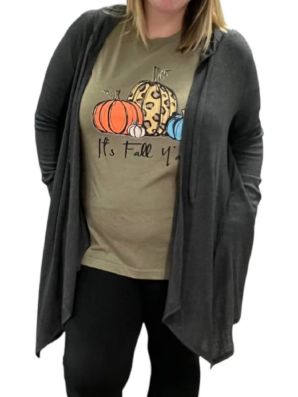 Act Fast Hooded Cardigan In Charcoal