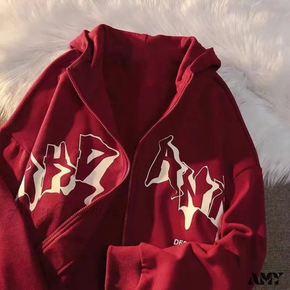 Weekend Specials to Enjoy Amy Fashion - Letter Print Zip Up Hoodies