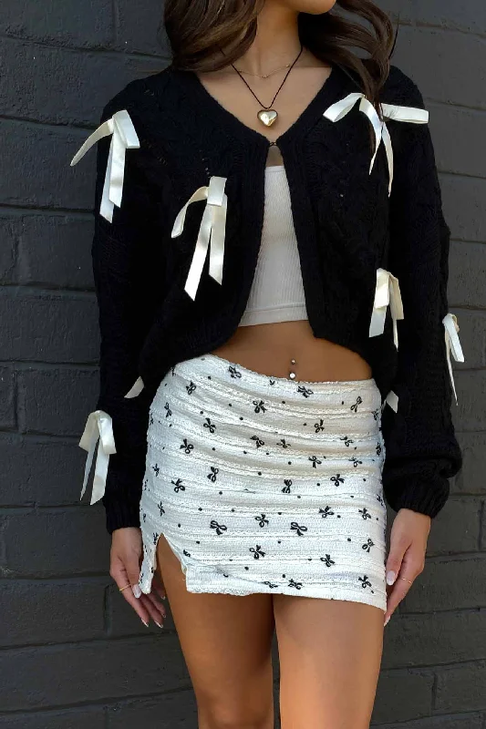 Weekend Savings Spree Knit Bow Cardigan