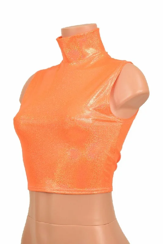 Super Sale Orange Sparkly Crop Top