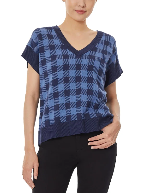 Weekend Deals That Impress Womens Knit Check Print Sweater Vest