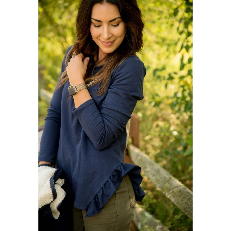 Weekend Offers That Impress Ruffle V Slit Sweatshirt