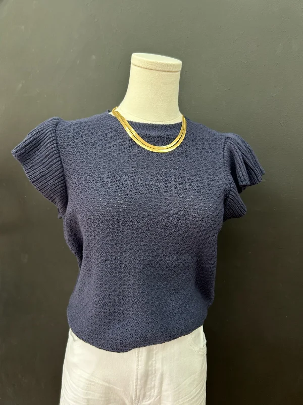 Low Prices All That Matters Crochet Sweater Top - Navy
