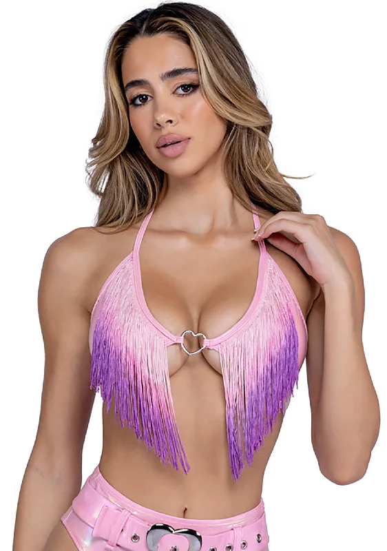 Deal Alert Twilight Mirage Pink Ombre Fringe Top