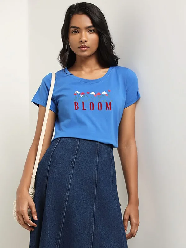 Sale Event LOV Blue Graphic Print Cotton T-Shirt
