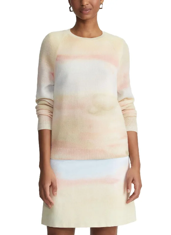 Clearance Sale Printed Cashmere Crewneck Sweater In Straw Multi