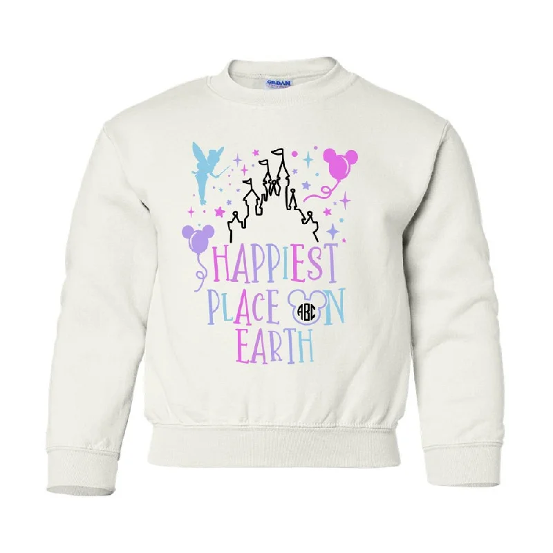 Weekend Bargains to Indulge In Kids Monogrammed 'Happiest Place on Earth' Crewneck Sweatshirt