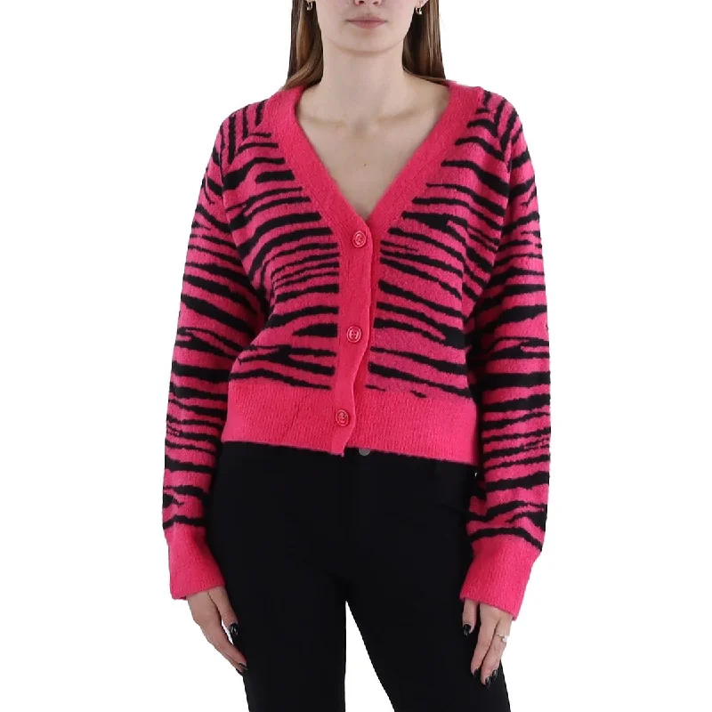 Special Discount Womens Animal Print Button-Down Cardigan Sweater