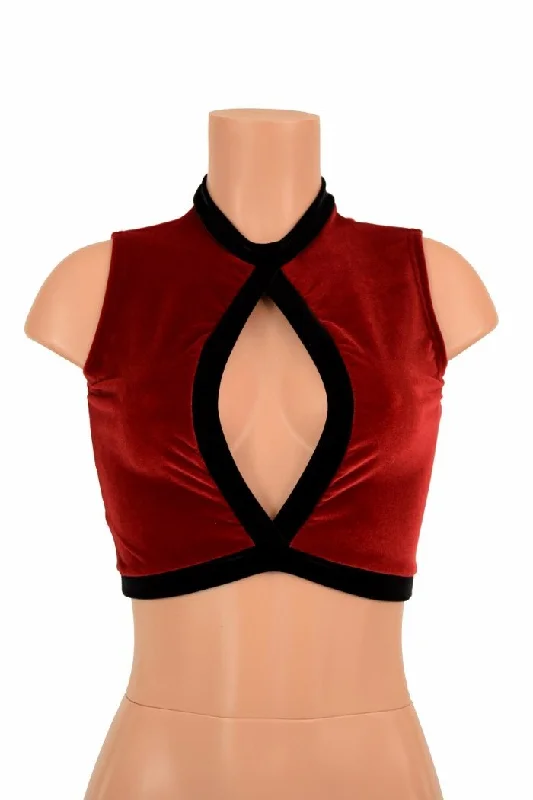 Mega Discount Sleeveless Keyhole Top in Red Velvet