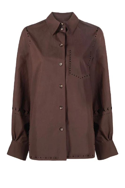 Weekend Offers That Dazzle Nanushka Moa Laser Cut Shirt - Dark Brown