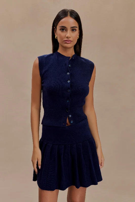 Weekend Bargains Just for You Dionne Sleeveless Knit Vest - Dark Navy