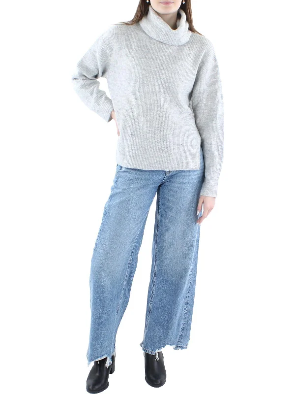 Weekend Bargains Galore Womens Ribbed Side Slits Turtleneck Sweater