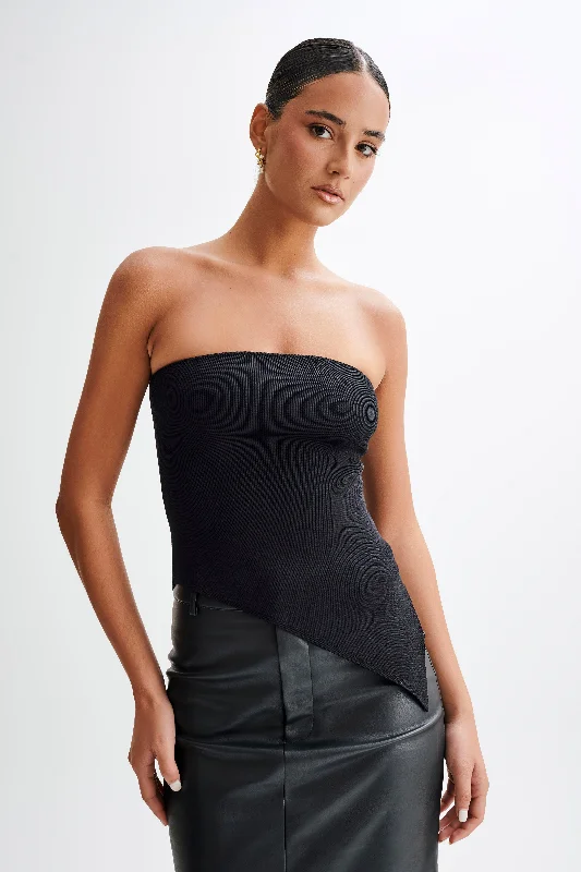 Reduced Prices Sidney Asymmetrical Strapless Knit Top - Black