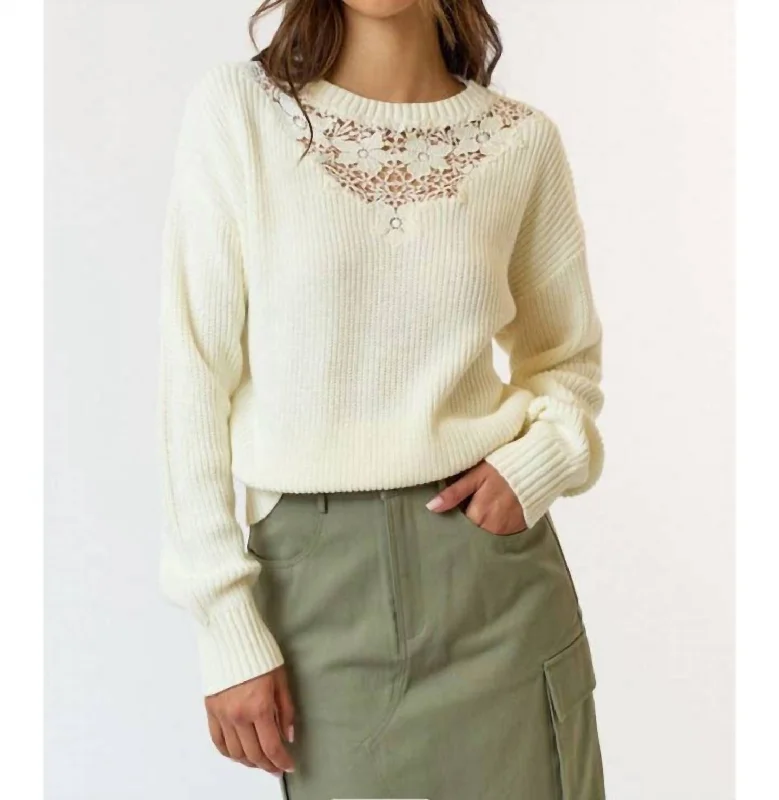 Best Bargains Lace Top Sweater In Ivory
