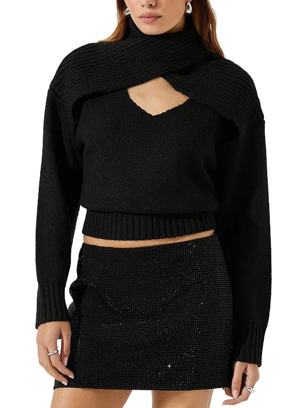 Weekend Steals Await Womens Cut-Out Ribbed Crop Sweater