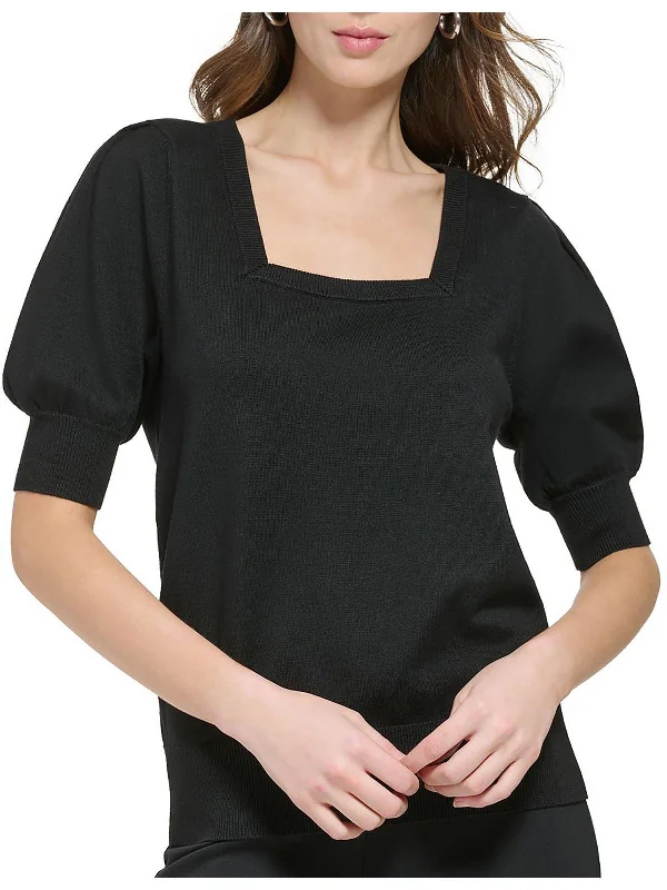 Deep Savings Womens Ribbed Trim Square Neck Pullover Sweater