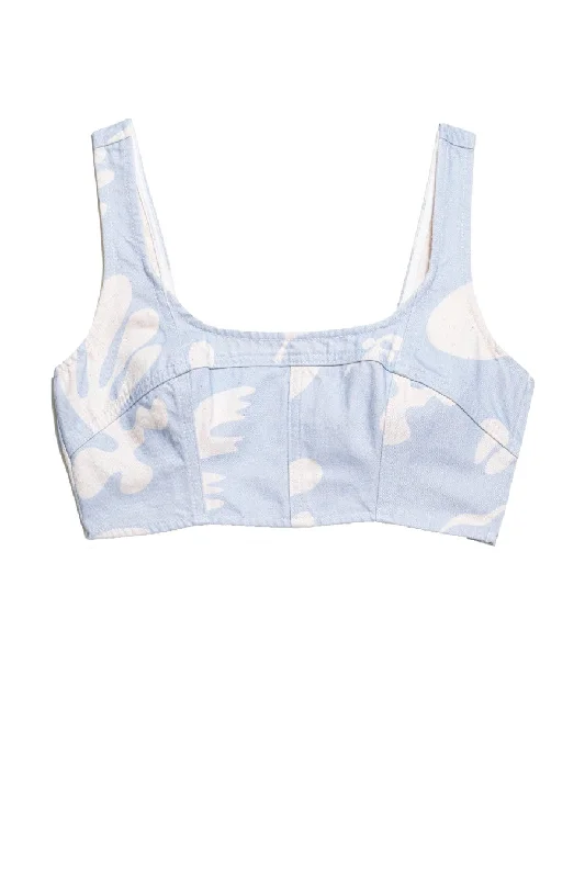 Weekend Specials to Love Frame Denim Seamed Denim Bustier Top - Tropical Chambray