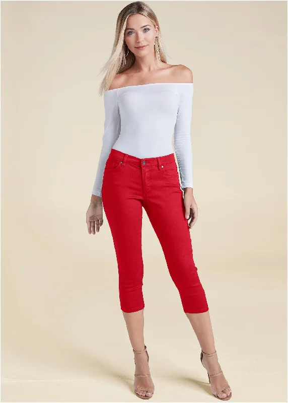 The Best Prices Cindy Capri Jeans - Red