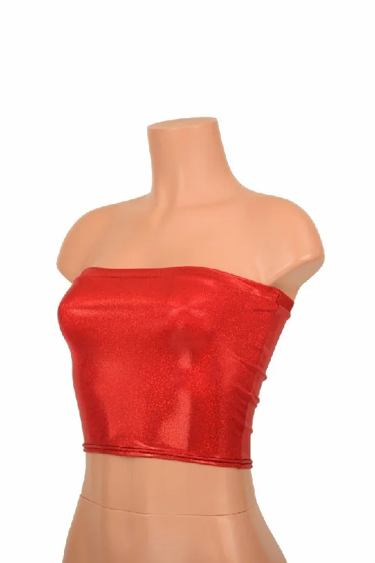 Deep Discounts Red Sparkly Jewel Tube Top