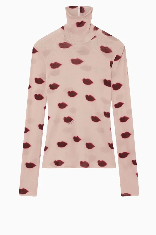 Deal Alert Stella McCartney Lips Print Turtleneck Top - Dusty Rose