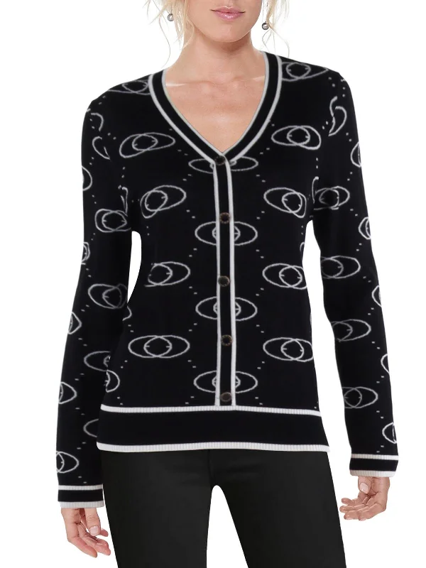 Exclusive Preview Womens Printed Button-Down Cardigan Sweater