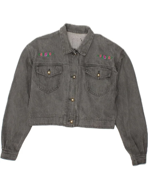 Weekend Discounts You Deserve WILD Womens Crop Denim Jacket UK 14 Medium Grey Floral Weekend Discounts You Deserve WILD Womens Crop Denim Jacket UK 14 Medium Grey Floral