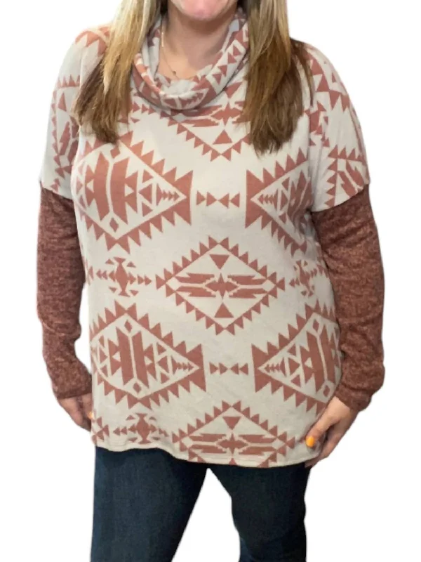 Exclusive Savings Aztec Cowlneck Sweater In Rust