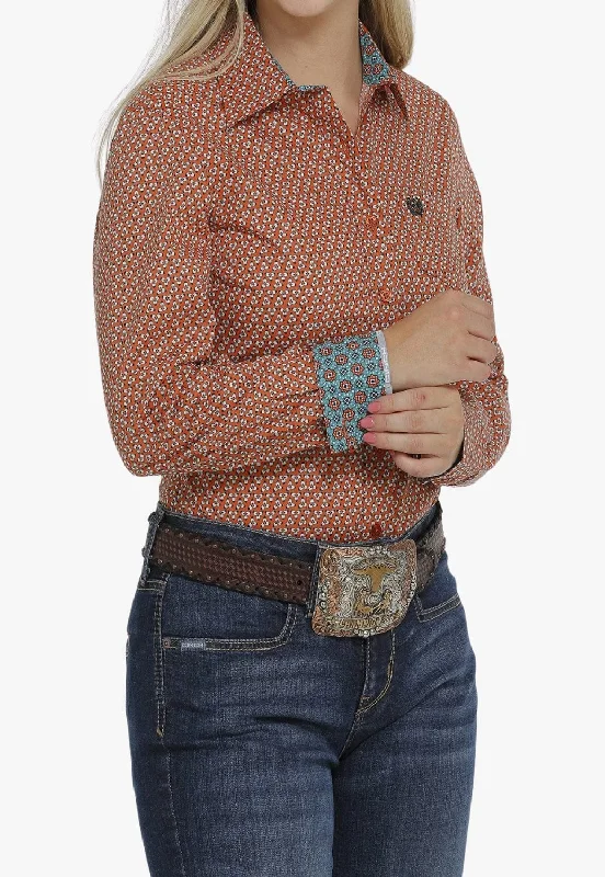 Extra Savings Cinch Womens Geo Print Button Down Long Sleeve Shirt