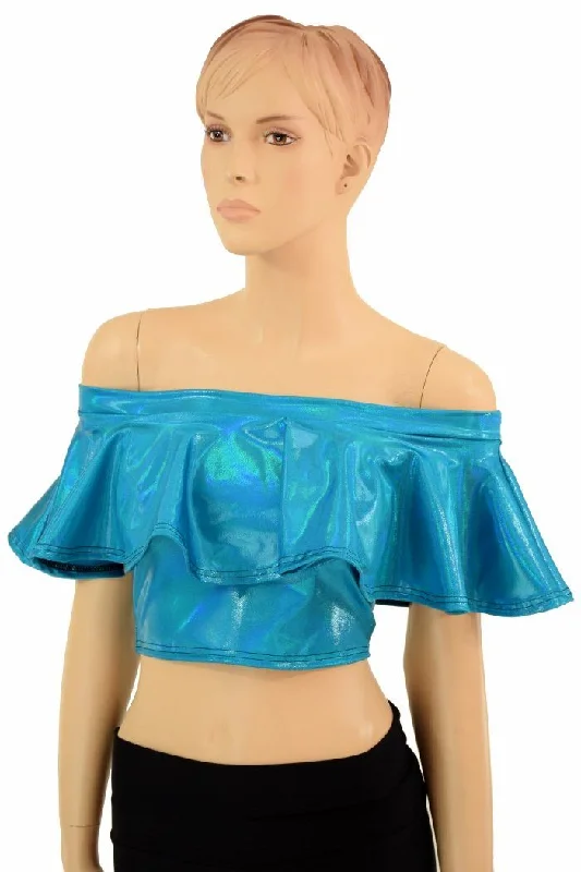Midnight Sale Off Shoulder Crop Top