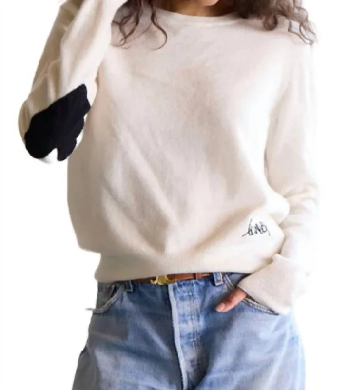 Instant Savings Patchwork Pullover Sweater In Natural