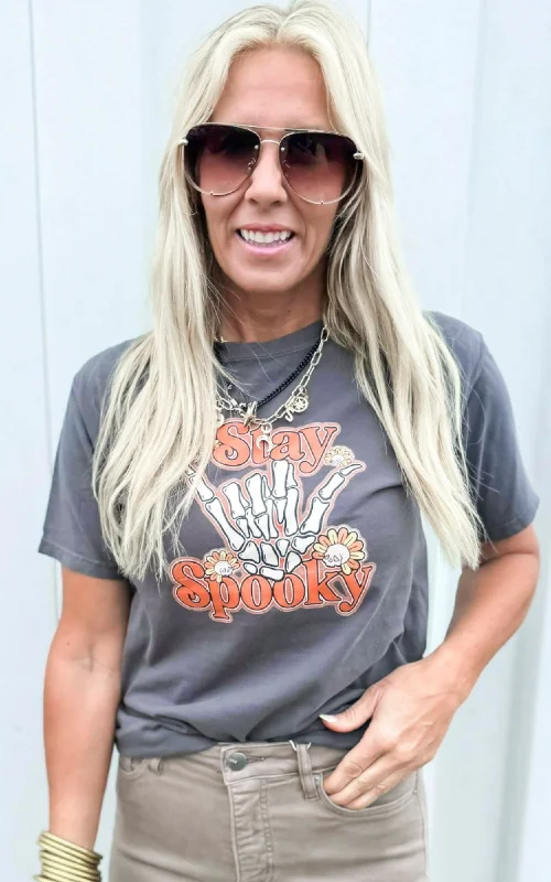 Weekend Deals That Please Stay Spooky Season Garment Dyed Graphic T-shirt - FINAL SALE