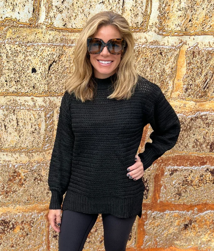 One-Day Only Stacey Side Split Sweater | Black