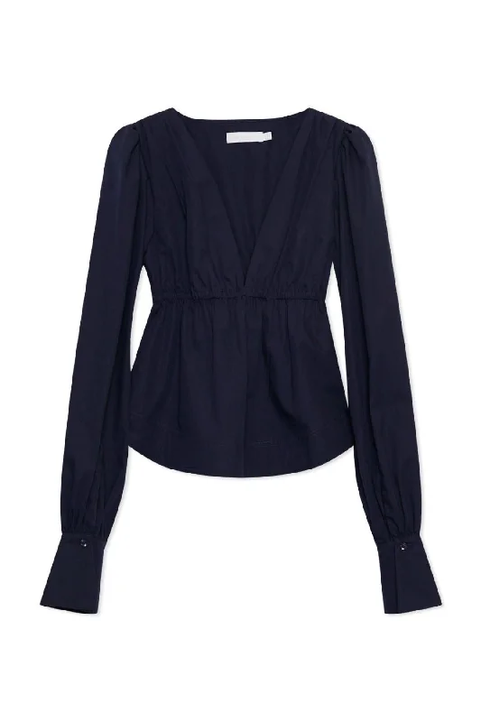 Unbeatable Prices Simkhai Dominique Cotton Poplin Tie Sleeve Top - Midnight