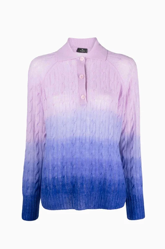 Blowout Sale Etro Ombre Polo Neck Jumper - Blue Multi