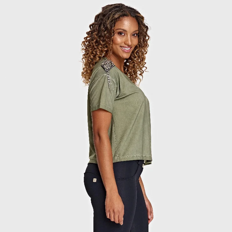 Hurry Up Modal Top - Garment Dyed Green + Chain Detail