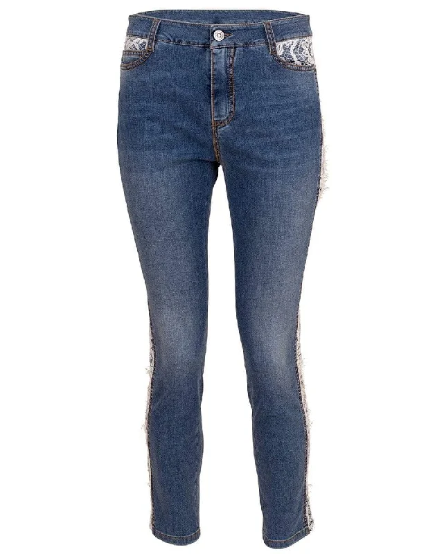 Weekend Discounts to Indulge In Lace Tux Stripe Mid-Rise Jean