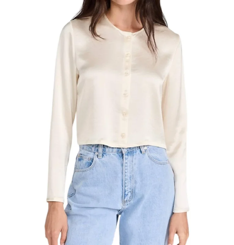 Great Bargain Barb Crew Cardigan In Cream