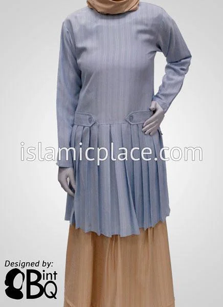 Steals and Deals Pleated Sky Blue Striped Kameez - BQ128