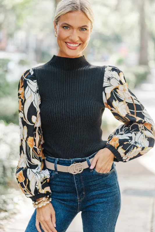 Price Fest More Than Love Black Floral Blouse