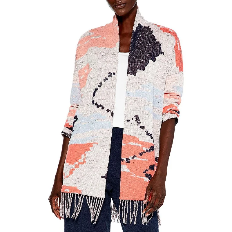 Steal Deal Womens Fringe Open Front Cardigan Sweater