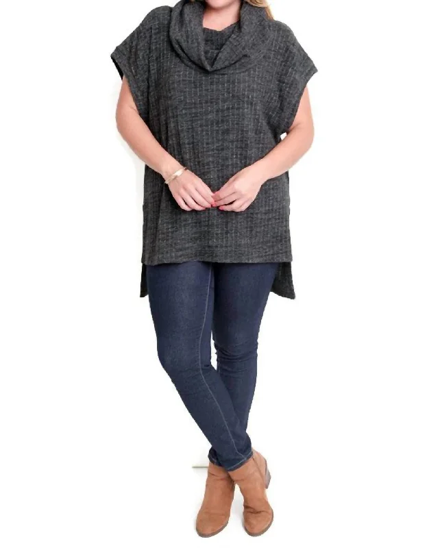 Price Slash Cowl Neck Tunic Sweater - Plus In Oreo