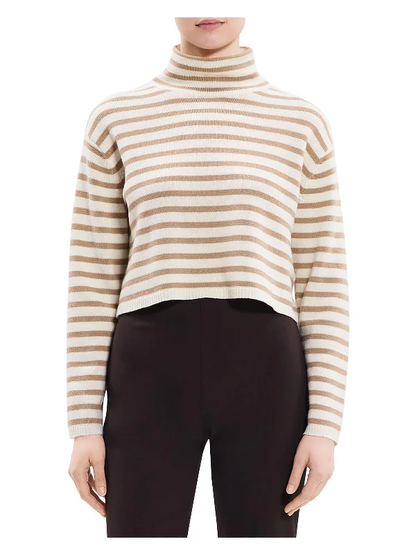 Weekend-Only Price Drops Womens Wool Blend Striped Mock Turtleneck Sweater