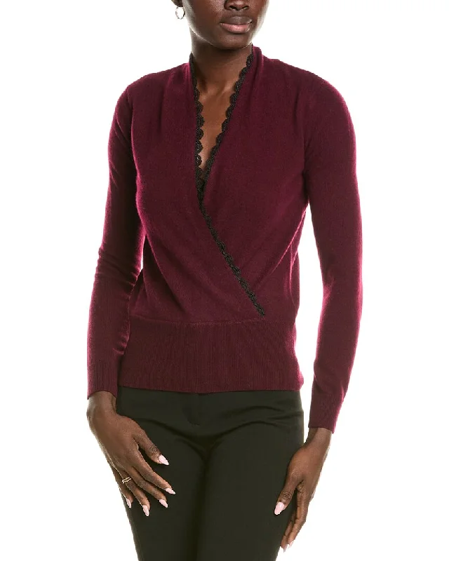 Reduced Prices sofiacashmere Lace Trim Surplice Cashmere Sweater