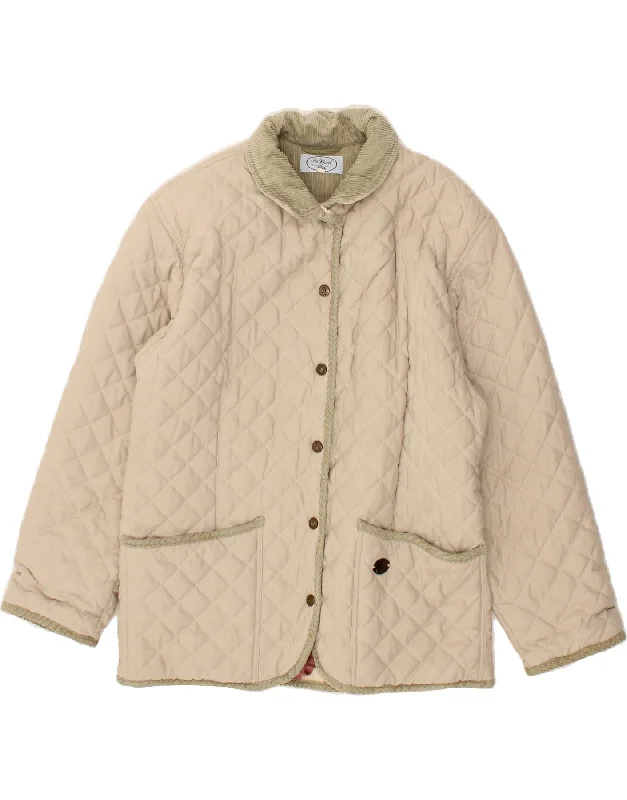 Major Deal VINTAGE Womens Quilted Jacket IT 46 Large Beige Polyester
