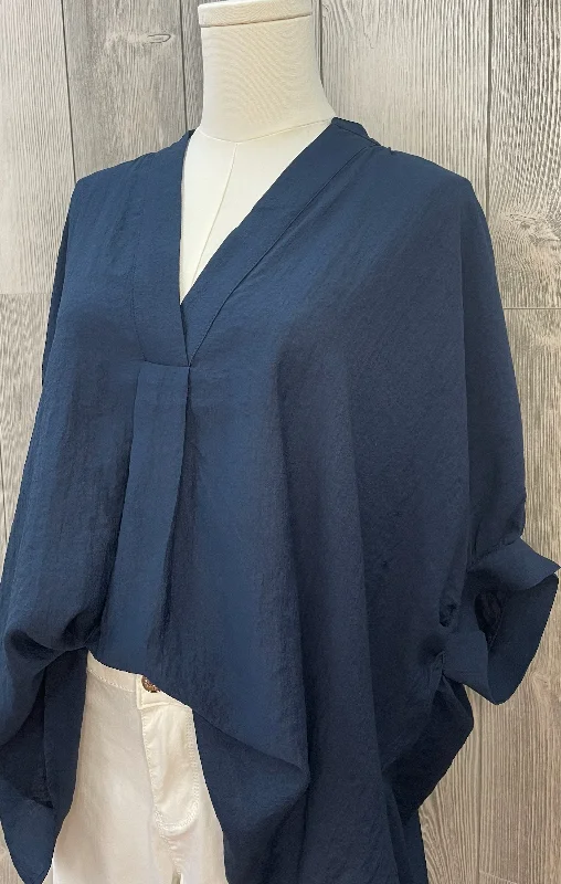 Super Deal Any Day Now V-Neck Tunic Top - Navy