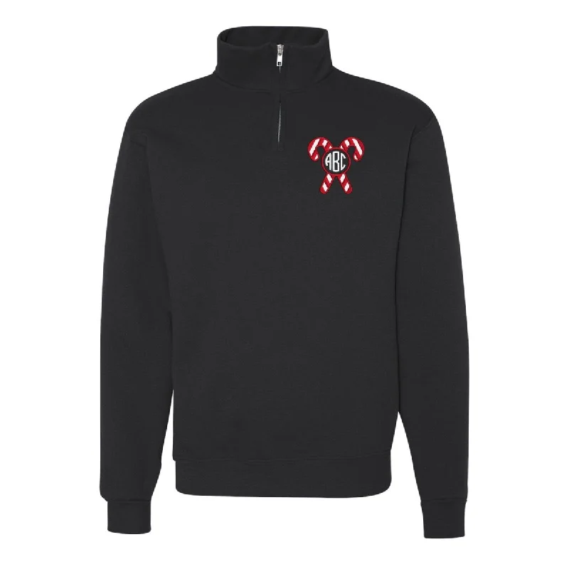 Super Bargain Monogrammed 'Candy Cane' Quarter Zip Sweatshirt