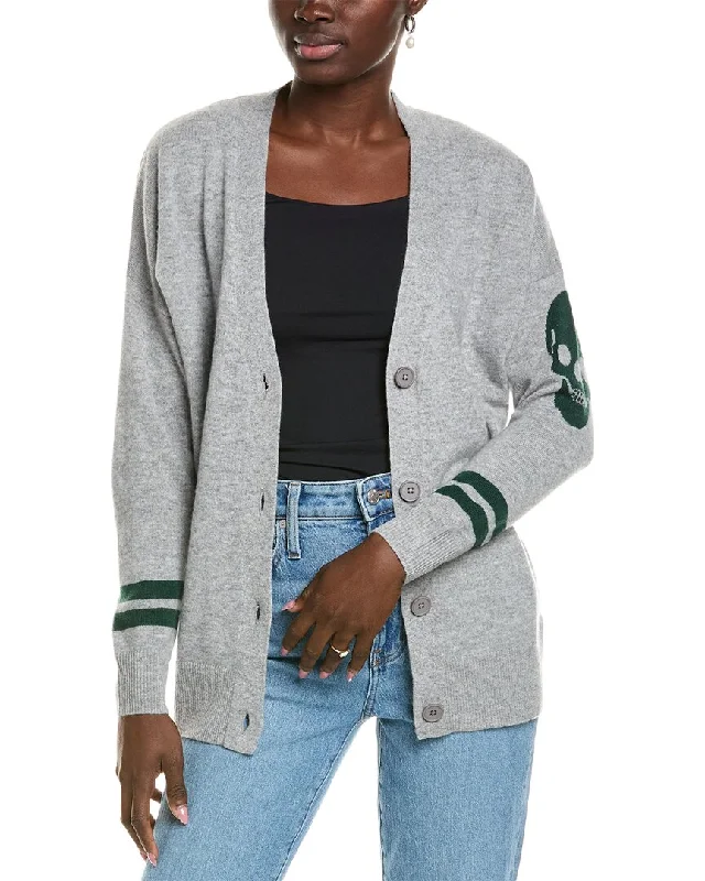 Make Your Weekend Count with Savings 27 Miles Malibu womens  Skull Sleeve Cashmere Cardigan, xs, Grey